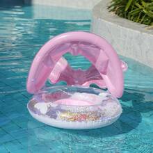 1 件装星空图案紫色鱼尾模型儿童游泳圈带顶篷