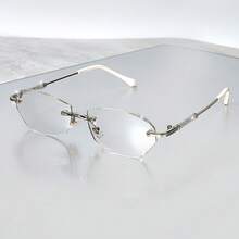 cabecade 2pcs Rimless Reading Glasses Fashion Glitter Computer Presbyopic Glasses For Women +1.0 To +4.0 - Transparent - View 5