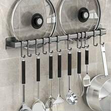 1 pièce Porte-ustensiles de cuisine en acier au carbone en forme de marteau - Ajoute un espace supplémentaire pour ranger les cuillères, les couvercles de casserole, les ustensiles, design sans perçage réglable - Convient pour la cuisine et la salle à manger