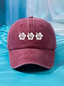 1pc Women's Outdoor Casual Fashionable Floral Print Adjustable Size Soft & Breathable Washable Baseball Cap, Multiple Colors Suitable For Daily Wear - One Size - View 7