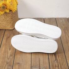 女士时尚休闲鞋,镂空透气轻便系带舒适运动鞋,MD防滑软底轻便运动跑步鞋,时尚优雅蕾丝拼接白色鞋,平底日常休闲步行鞋,健身训练鞋 - 白色 - 查看 5