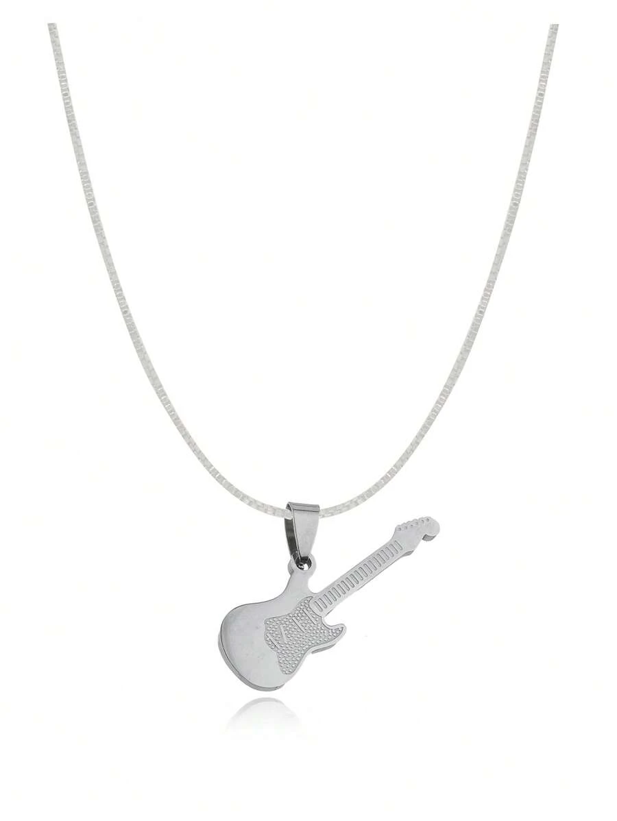 Colar guitarra aço inox amantes da música Punk Rock Metal não escurece não risca com garantia Modelo 4