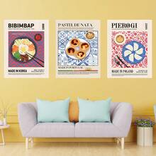 1 件/3 件墙面艺术海报复古咖啡香蕉船寿司拉面复古韩国美食海报精美客厅酒吧美学装饰墙面装饰无框/有框帆布艺术厨房装饰 - 彩色 - 查看 5