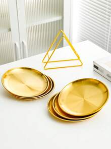 7-Piece Stainless Steel Tape Storage Rack, Outdoor Easy Storage Tray Stackable Set, Home Table Table, Garbage Residue, Bone Tray, Fruit Tray, Small Plate Set With Storage Rack - Multicolor - View 3