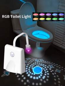 1/2pcs RGB Motion Sensor Toilet Light, LED Toilet Projector Light, USB Rechargeable Night Light, Color Changing Toilet Night Light - LED Bathroom Accessories For Home Bathroom Decoration - White - View 4