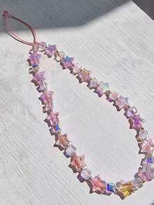 1pc Glass Phone Strap With Pink Star, Summer Bling Bling Phone Shell Lanyard For Digital Camera Gifts For Mother, Family, Friends, Birthday, Holiday Phone Charm, Phone Chain - Multicolor - View 11