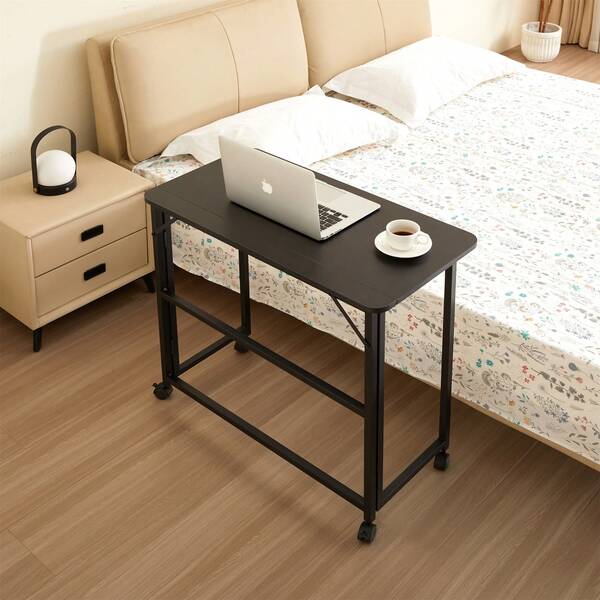 Foldable Desk With Storage, Space-Saving Adjustable Height Computer Desk & Multi-Functional Writing Table - Modern Home Office Desk For Small Spaces, Studio Apartment, Gaming Setup - Portable Design & Ergonomic Workspace