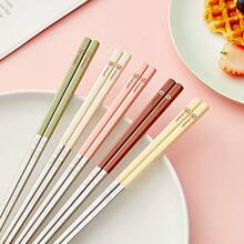 1pc 24CM Cute Capybara Pattern Chinese Chopsticks, Portable 316 Stainless Steel Anti Slip Chopsticks With Cutlery Box, Resistant And Reusable Sushi Stick, Durable And Mildew Resistant Food Sticks, Dishwasher Friendly, Suitable For Student And Adult Use In Home, School, Office, Outdoor Camping, Picnic, Travel,School Supplies - Multicolor - View 2