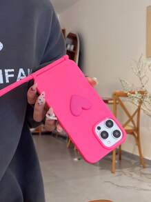 Funda de teléfono rosa con correa para el hombro a prueba de caídas y gran orificio, compatible con Apple 16, 15, 14, 13, 12, 11 Pro Max