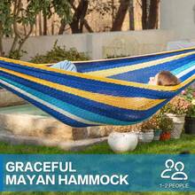 PNAEUT Mayan Hammock, Handwoven XL Thick Soft Rope Hammocks For Outdoor Indoor, Max 600 Lbs Capacity, Tree Straps & Carabiners Included (Caribbean Sea) - Lake Superior - View 3
