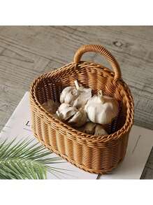 1/3 Stücke Wandaufhänge Korb Set, verschiedene Stile verfügbar, gewebte Plastik-Rattan-ähnliche an der Wand montierte Organizer Körbe, handgefertigte Hängecontainer für Küche, Ingwer Knoblauch Obst Blumen, Mehrzweck Aufbewahrungsregale, perfekt als Geschenk zu Weihnachten/Halloween