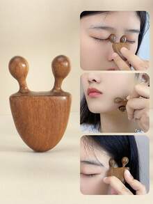 1pc [Battery-Free Sandalwood Face Massager] Sandalwood Nose & Face Massager - Eye Relief Tool, Battery-Free, Fragrance-Free,Beauty,Skin Care Products,Spa,Self Care,Skin Care Tools,Face Care,Esthetician Supplies,Massage,Face Massage Tool,Face Roller - Brown - View 2