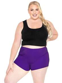 STRETCH IS COMFORT Women's And Plus Size Nylon Booty Shorts | Small - 3X - Purple - View 3