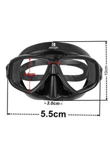 Aleefa 1pc Tempered Glass Lens Diving Mask, Long Sightline, Suitable For Beach, Swimming Pool, Diving - Black - View 2