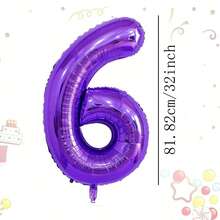 Globos con números de lámina de 32 pulgadas en color morado para decoración de fiestas de cumpleaños, aniversarios y otras celebraciones, números del 0 al 7. - Morado - Ver 9
