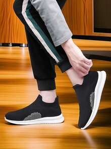 CLOHOO Brand Special EVA Outsole Breathable Comfortable Men's Casual Sports Shoes, Slip-On Comfortable Loafers, Outdoor Hiking & Running Shoes - Black - View 3