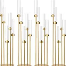 5pcs Metal Candelabra, Floor-Standing Tall Candlestick Holders, Gold Color Candle Holders For Centerpiece Decor, Suitable For Christmas, Weddings, Home Decor, Halloween Parties