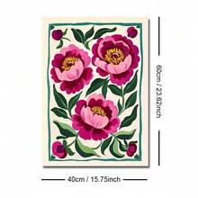 1 pieza Póster de arte de pared con pintura de lienzo de estilo bohemio con peonía rosa enmarcada/sin marco, obra de arte botánica minimalista floral abstracta vintage, adecuada para dormitorio, apartamento, sala de estar, decoración del hogar moderna - Multicolor - Ver 8