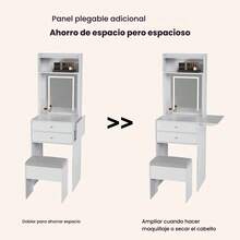Vanity Table With 3 Adjustable Lighted Mirrors, Vanity Set For Small Spaces, Dressing Table With Folding Panel For Bedroom - White - View 3