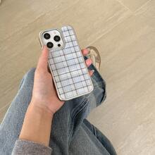 Ốp lưng điện thoại họa tiết giọt nước viền bạc sọc tương thích với 16 Pro Max/15 Pro Max/14 Pro/13, thiết kế kẻ sọc xanh sữa Hàn Quốc - Màu xanh nhạt - Xem 8