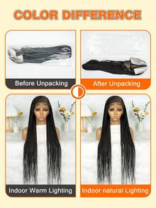Fashionable Braided Synthetic Lace Front Wig, Beginner-Friendly Design, Heat Resistant For Women - màu đen - Xem 10