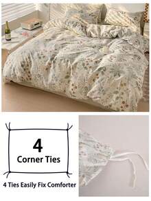 Bộ ga trải giường 3 món họa tiết hoa lá (1 ga trải giường và 2 vỏ gối), mềm mại và thân thiện với da, phù hợp cho mọi mùa, lý tưởng để sử dụng trong gia đình. - Nhiều màu - Xem 6