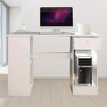 Computer Desk H Shaped PC Laptop Gaming Table W/ Book Shelves Bookcase UK - White - View 4