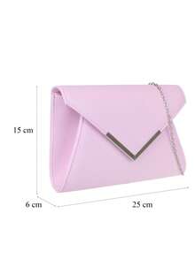 Girly Handbags Womens Faux Leather Metallic Envelope Clutch Bag - Pink - View 3