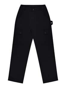 Fall Women's Streetwear Multi-Pocket Overalls For Back To School - Black - View 1