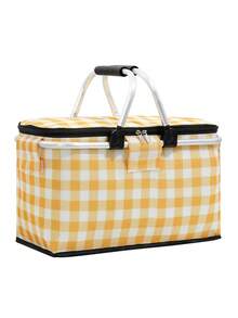 1个可折叠野餐篮，牛津布保温篮，超大空间，隔热、保冷、保鲜，防水防潮，坚固耐用不易生锈，茶咖啡篮，多功能野餐包，适合作为户外旅行、露营野餐、户外冰袋和食物储存的储物篮。