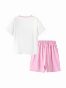 Balabala Tween Girl' Summer Pajama Set, Cotton Air-Conditioning Sleepwear - Pink - View 5
