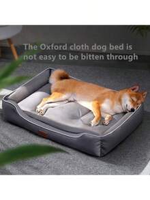 1 件宠物床，适用于狗和猫的宠物垫，适合所有季节，包括秋冬季，采用牛津布制成，耐咬，防滑圆点底部，防潮，睡眠舒适，适合小型、中型和大型犬（图片中标注了详细尺寸） - 彩色 - 查看 6