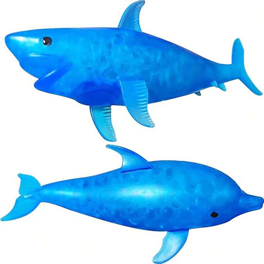 1/2/6pcs Stretchy Shark/Dolphin Squeeze Balls, Stress Relief Toys, Stretchable Squeeze Balls, Squeeze Stress Balls, Birthday Party Favors, Swimming Pool Toys, Piñata Fillers, Random Styles