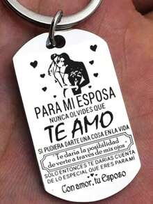 1 件不锈钢“我会永远记得我爱你”雕刻钥匙扣，情人节或周年纪念日送给妻子的浪漫礼物，汽车配件包，魅力学校可爱哥特 Y2k - 銀色 - 查看 3