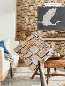 COMMOMY 1 件/10 件/20 件 3D 人造石剥离粘贴墙板，客厅 3D 墙贴，厨房、浴室、家居装饰自粘防溅板瓷砖