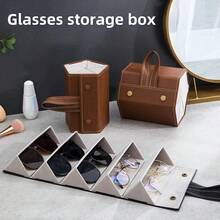 1pc Multi-Functional Portable Glasses Storage Box, Foldable Sunglasses Case With Multiple Compartments For Travel