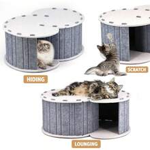 1PC Double Cat Flap Felt Cat Nest, Suitable For Hiding And Playing, Sleeping Round Cat Sweet Ring Tunnel Bed, Folding And Detachable Pet House, Suitable For Multiple Cats, Universal In All Seasons - Multicolor - View 13