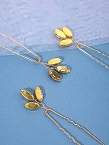 3件套优雅玻璃发夹发卡，简约闪亮水晶新娘婚礼发饰情人节配饰 - 紅色 - 查看 5