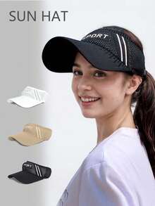 1pc Unisex Letter Embroidered SPORT Baseball Cap, Brimless Crown Top Hat For Men Women Couples Outdoor Running Golf Sports Sun Protection Wide Brim Hat, Suitable For Spring Summer Beach - Multicolor - View 1