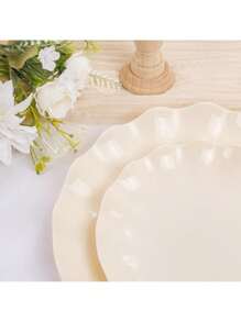 24 platos de plástico beige reutilizables e irrompibles, aptos para lavavajillas, perfectos para fiestas, cumpleaños y picnics. Sin BPA (12 personas).