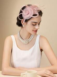 1pc Elegant Natural Feather Hairband, Versatile For Party And Performance, Spring/Autumn Mini Hats Tiny Hats Derby Hat Fascinator Mini Top Hat Mini Cap, Gifts, Wedding