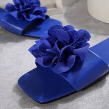 Women's Flat Square Toe Anti-Slip Beach Slippers - Blue - View 7