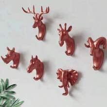 6 Style Wallpaper Hooks Vintage Deer Head Animal For Hanging Clothes Hat Scarf Keys Antlers Coat Hangers Rack Wall Decoration