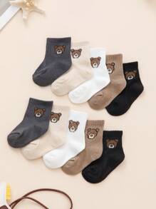 5 perechi de șosete cu design drăguț de ursuleți pentru bebeluși, șosete elastice până la jumătatea gambei, pentru copii mici, minimaliste și adorabile, primăvară/vară