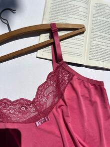 Plus Size Classic Comfort Nightgown With Reinforced Adjustable Straps Silky Fabric - Promotion Large Women's Nightgown - 藕粉色 - 查看 4