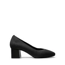 Women's Square Toe Chunky Heels Pumps Comfortable Knitted Closed Toe Fashionable Elegant Casual Holiday Work Dress Shoes Black - 黑色 - 查看 8