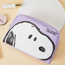 Miniso 史努比方形化妆包，多功能女士旅行化妆品收纳包，简约风格收纳袋，小巧化妆包，可爱设计，光滑质地 - 紫色 - 查看 4