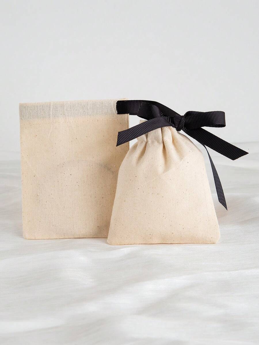 10pcs Natural Bamboo Fiber Packaging Bags, Minimalist And Practical Multipurpose - Beige - View 1