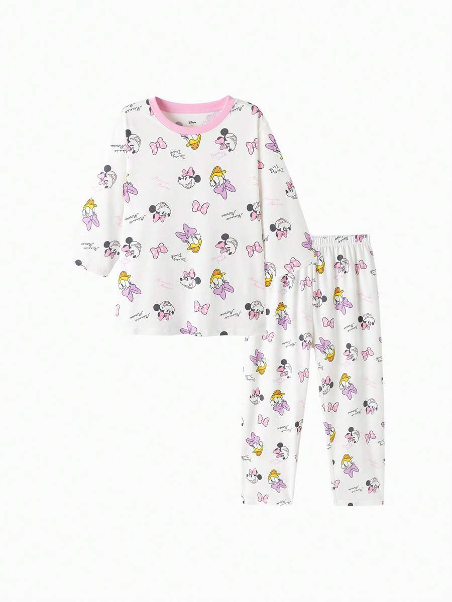 Balabala Tween Girl' Disney Pajama Set - Soft Long Sleeve Top & Pants - Cozy Sleepwear For Boys & Girls - White and Red - View 1