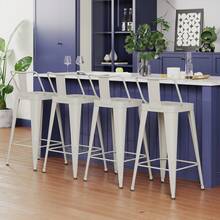 GOOTEEL Metal Bar Stools Set Of 4 Counter Stools With Removable Back White - trắng - Xem 2